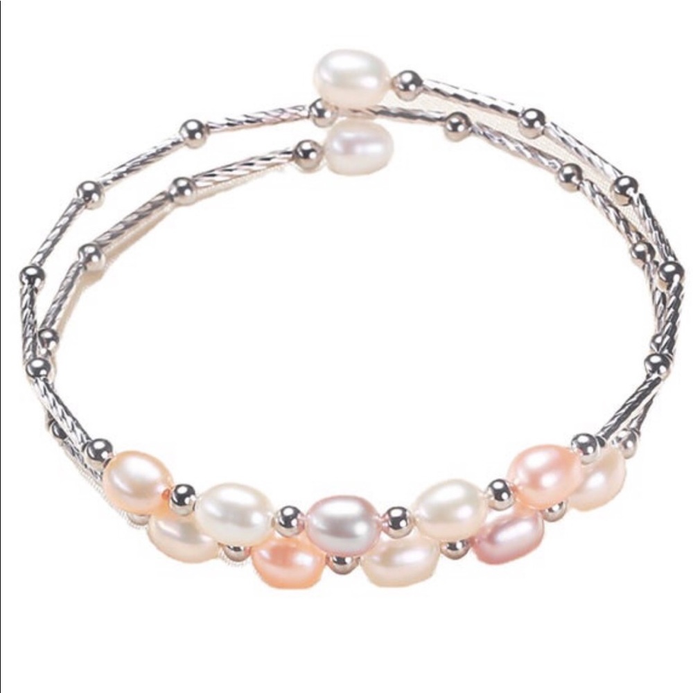 Spiral Multicolored Freshwater Pearl Bracelet